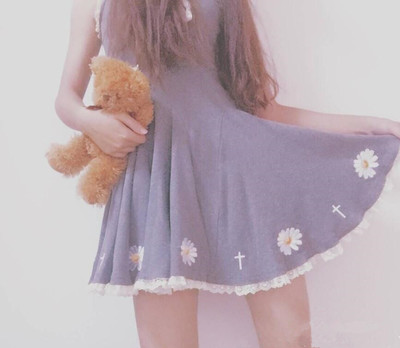 Lace Daisy Embroidered Suspender Dress