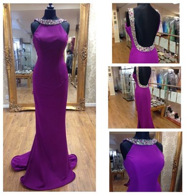 Scoop Neck Mermaid Chiffon Prom Dresses Crystals Women Dresses