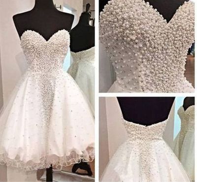 Sweetheart Neck Short Tulle Prom Desses Crystals Women Party Dresses