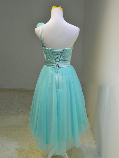 One Shoulder Tulle Prom Dresses Lace Appliques Women Party Dresses