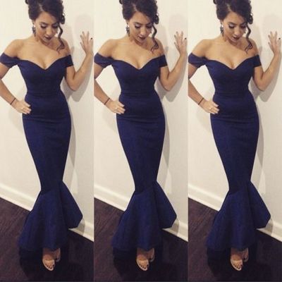 Off Shoulder Mermaid Satin Prom Dresses Floor Length Women Dresses
