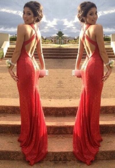 Open Back Mermaid Lace Prom Dresses Spaghettio Straps Women Party Dresses