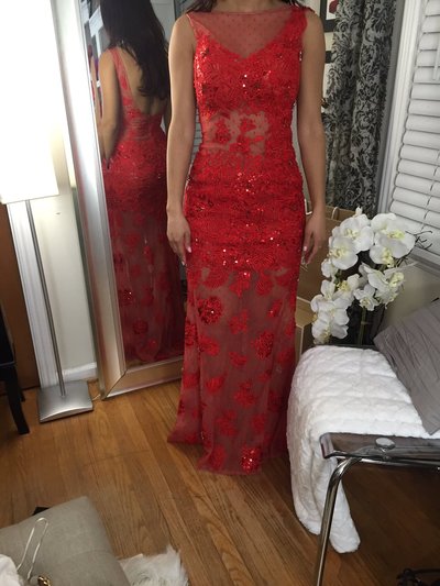 Scoop neck Sheath lace Prom Dresses Floor Length Women Dresses