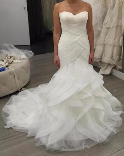 Mermaid White Tulle bridal Gowns Sweetheart Neck Women Wedding Dresses