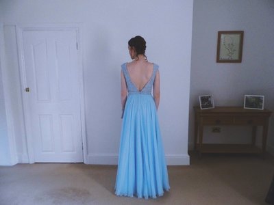 Scoop Neck Long Chiffon Prom Dresses Crystals Lace Women Dresses