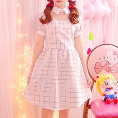 Vintage plaid collar dress - Thumbnail 5