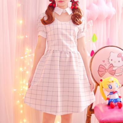 Vintage Plaid Collar Dress