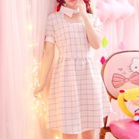 Vintage Plaid Collar Dress - Thumbnail 1
