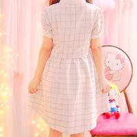 Vintage Plaid Collar Dress - Thumbnail 4