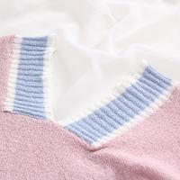 Pastel Color Block Oversize V-neck Pullover - Thumbnail 4