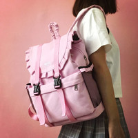 Free Shipping - Ruffle Canvas Backpack - Thumbnail 1