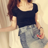 Retro Knitted Button Top - Thumbnail 1