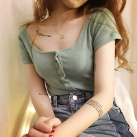 Retro Knitted Button Top - Thumbnail 4