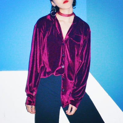 Soft velvet long sleeve shirt - Thumbnail 5
