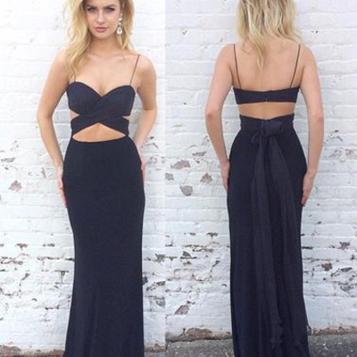 Sexy 2 peice black long prom dresses for women - Thumbnail 5