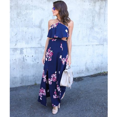 Steph Floral Maxi Halter Dress