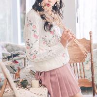 Sweet Flower Embroidered Knitted Sweater - Thumbnail 1