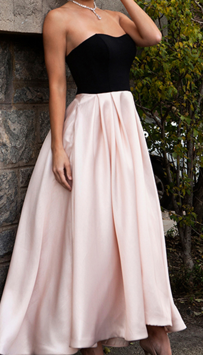 Sweetheart Neck Pink A-line Satin Prom Dresses Floor Length Women Dresses