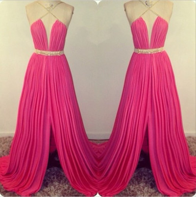 Spaghetti Straps A-line Chiffon Prom Dresses Floor Length Pleat Women Dresses