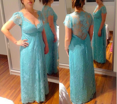 Cap Sleeves Long Lace Prom Dresses Floor Length Women Dresses