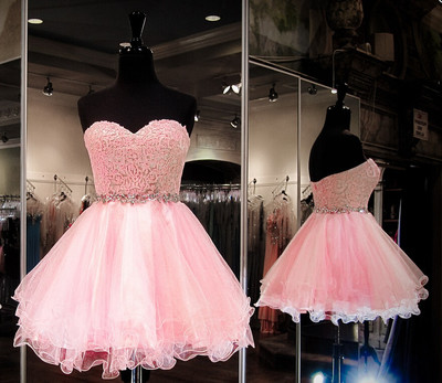 Sweetheart Neck Short Tulle Prom Dresses Crystals Women Party dresses