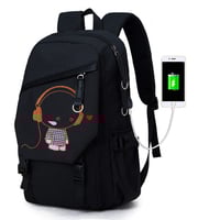 Night Light Pattern With Charge Port Travel Leisure Student Backpack MFB09 - Thumbnail 1
