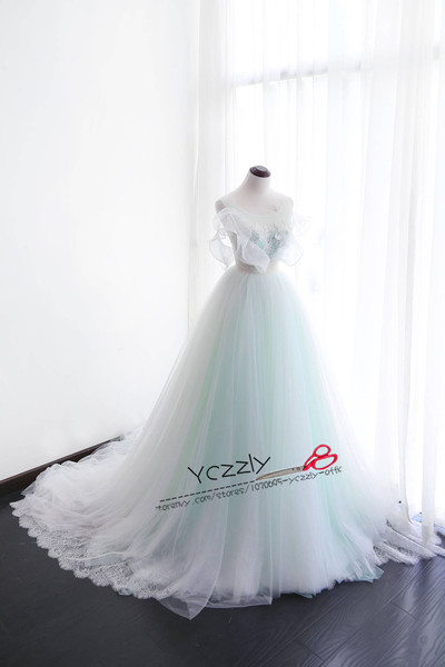 Romantic Green Lace Beach Wedding Dress 2017 Sexy Backless Appliques Pearls Ruffles Plus Size Wedding Gowns China Bridal Gowns RW202