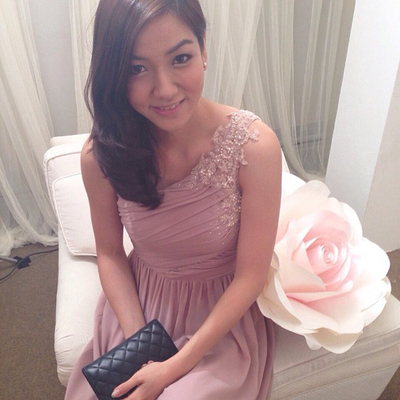 Chiffon bridesmaid dresses,A-line One-shoulder Floor-length Chiffon Bridesmaid Dresses Party Dresses SKY639