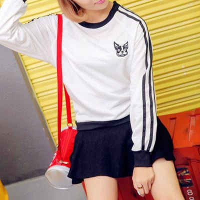 Cute dog embroidered striped sweatshirt - Thumbnail 4