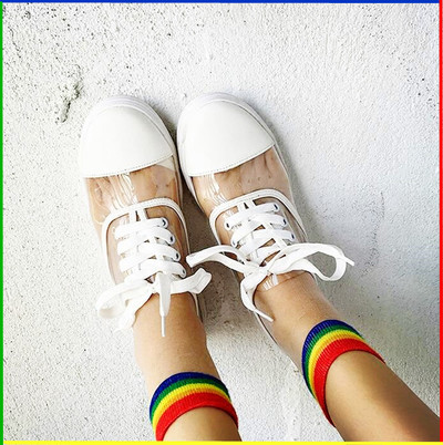Harajuku Transparent Lace up Flat Shoes