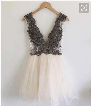 Deep V Neck Short Homecoming Dresses for Junior