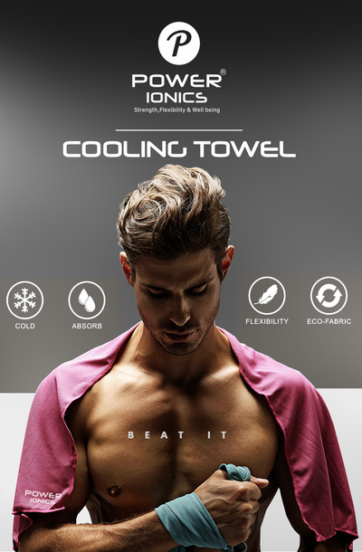 Power Ionics Ice Cold Cooling Sports Towel For Gym, Yoga, Pilates, Tennis, Basketball