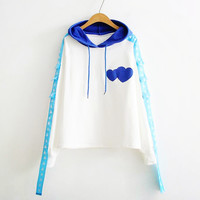 Color Block Heart Hoodie Sweatshirt - Thumbnail 3
