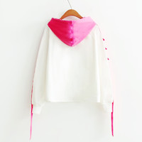 Color Block Heart Hoodie Sweatshirt - Thumbnail 4