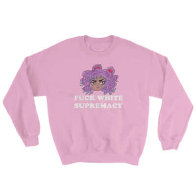 Fuck white supremacy unisex sweatshirt (pink) - Thumbnail 4