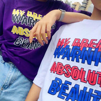 Color Block BEAUTY Double Image Printed Tee - Thumbnail 2