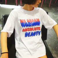 Color Block BEAUTY Double Image Printed Tee - Thumbnail 4
