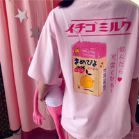 PINK ICHIGO MILK TEE - Thumbnail 1