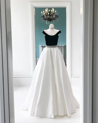 Simple white off shoulder long prom dress, evening dresses