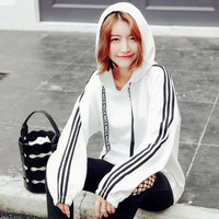 Harajuku Striped Hoodie Sweatshirt - Thumbnail 3