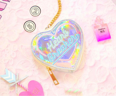 Heart Breaker Embroidery Hologram Purse