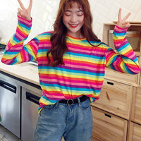 Rainbow Stripe Long Sleeve T-shirt - Thumbnail 2
