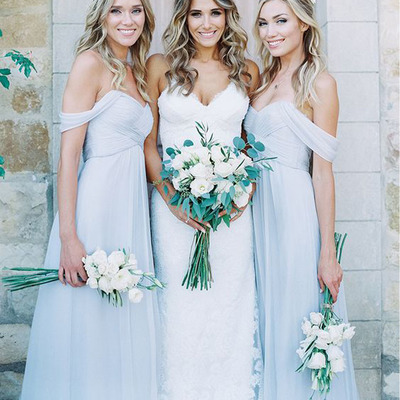 Pale blue bridesmaid dress, mismatched bridesmaid dresses, chiffon off the shoulder bridesmaid dress, long bridesmaid dresses, PD15153