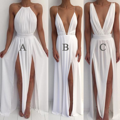 Long prom dress, mismatched prom dresses, sexy prom dresses, open back prom dresses, side split prom dress, beach dresses, cheap prom dresses, PD15076