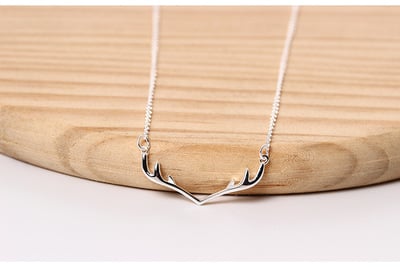 925 Sterling Silver Cute Antlers Collar Necklace for Women
