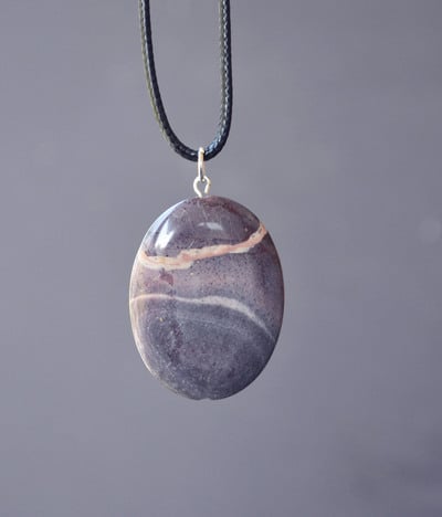 Purple Porcelain Jasper Necklace, Oval Stone Necklace, Purple Stone Necklace, Canadian Jewelry Shop, Gifts for Her