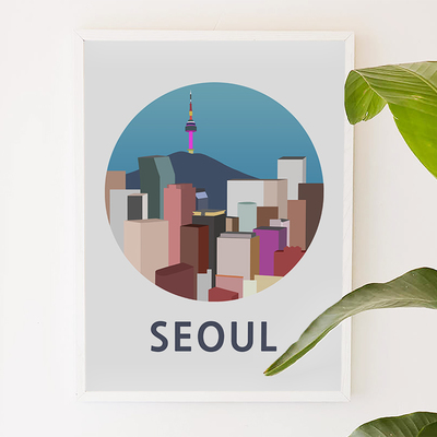 Seoul, south korea, city art, city, digital, illustration, art print - Thumbnail 1