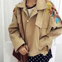 Harajuku Flower Embroidered Jacket - Thumbnail 4