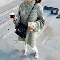 High Neck Jumper Sweater Dress - Thumbnail 1