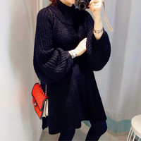 High Neck Jumper Sweater Dress - Thumbnail 2